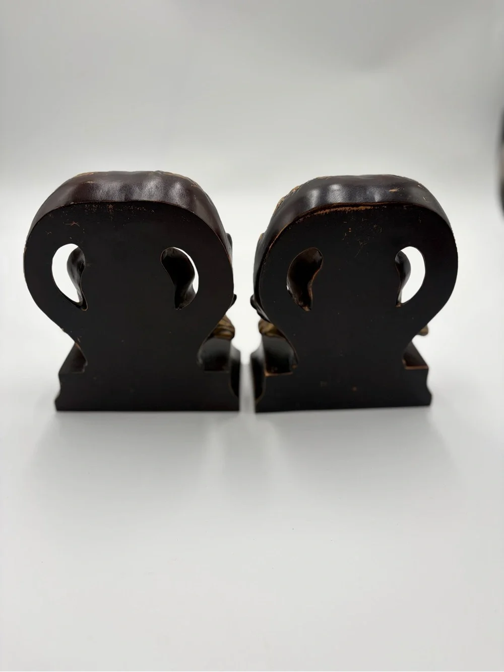 Ornate Gold and Dark Brown Decorative Bookends - Pair